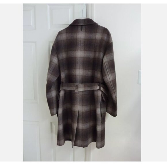 Mackage Men’s Silas-Plaid Wool Blend Belted Long Coat - Picture 2 of 11